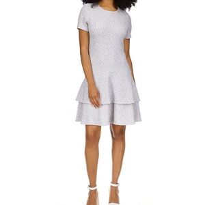 Michael Kors Stretch Metallic Zebra Print Drop Waist Dress